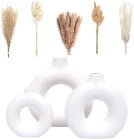 Set of 3 White Ceramic Vase with 65 PCS Dried Pampas Grass Flowers Aesthetic Boho Modern Small Round Cute Vases for Decor Living Room Coffee Tabl Set of 3 White Ceramic Vase with 65 PCS Dried Pampas Grass Flowers Aesthetic Boho Modern Small Round Cute Vases for Decor Living Room Coffee Tabl