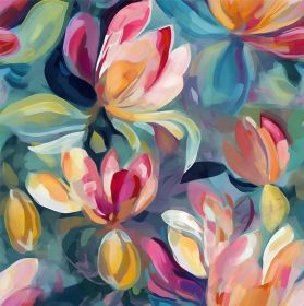 Colorful Blur/Green Magnolia Floral Pink/Red Flower Abstract Art Peel and Stick Wallpaper Stick on Contact Paper Vintage Wall Paper Easy Peel Off