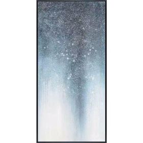 Large Original Hand Painted Abstract Textured Modern Blue Oil Painting On Canvas Wall Art For Living Room Home Decor No Frame (size: 50X100cm)