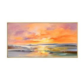 100% Hand Painted Abstract Setting Sun Oil Painting On Canvas Wall Art Frameless Picture Decoration For Living Room Home Decor Gift (size: 40X80cm)